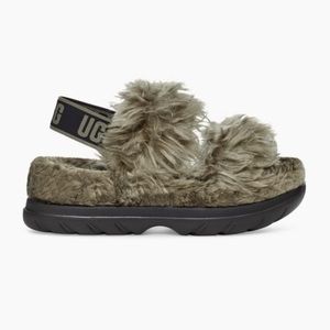 New UGG Green Fluff Sugar Sandal